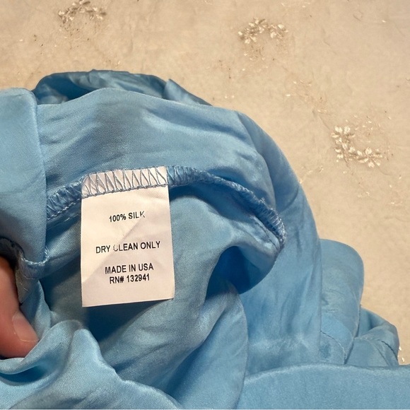 AMANDA UPRICHARD Sandrine Dress in Pacific 100% Silk Tie Front Mini Dress XS - Picture 7 of 9